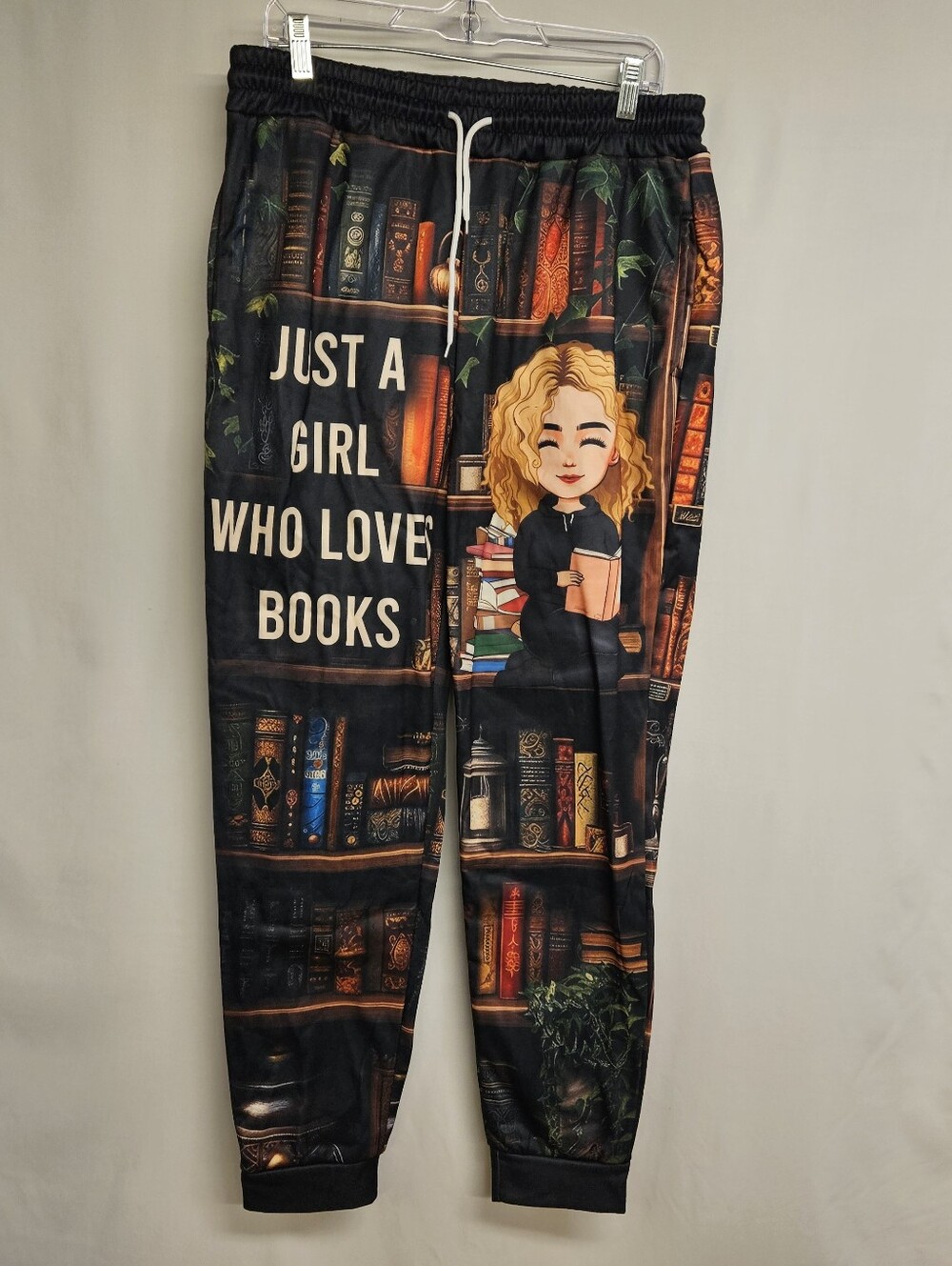 Wander Prints Just A Girl Who Loves Books Womens Large Sweatpants- Reading